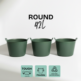 42L Round Heavy-Duty Tub – Alpine (3-Pack Bundle)