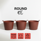 42L Round Heavy-Duty Tub – Red Earth (3-Pack Bundle)