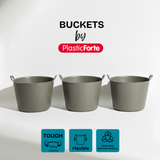 Bowwa® 42L Round Heavy-Duty Tub – Storm (3-Pack Bundle)